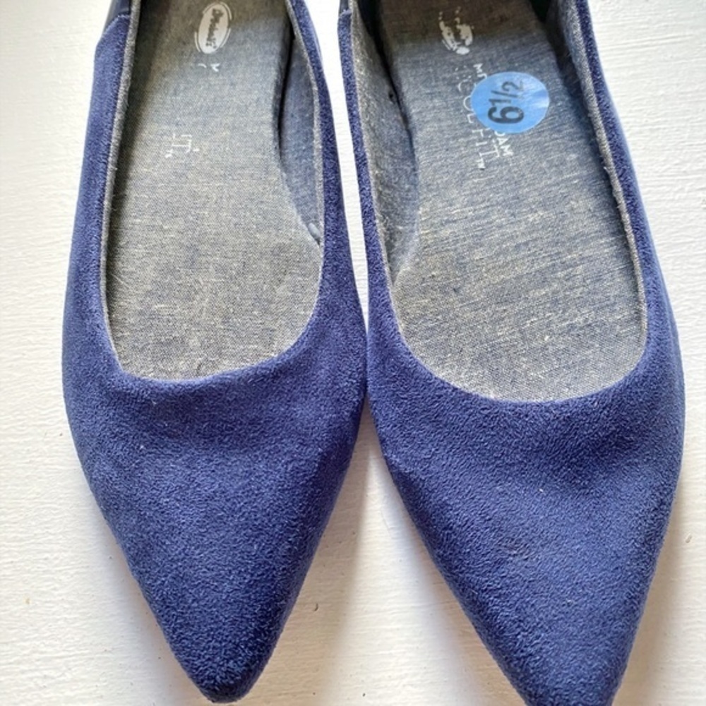 Dr. Scholl’s memory foam pointed toe Blue Crushed Velvet flats - Picture 3 of 9